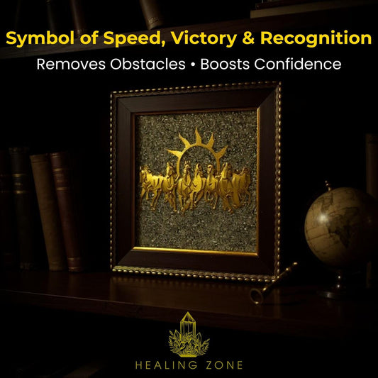 7 Horses on Raw Pyrite Frame