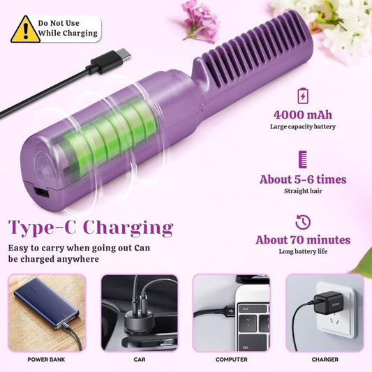Portable Mini Hair Straightener – Cordless, Rechargeable & Travel Friendly